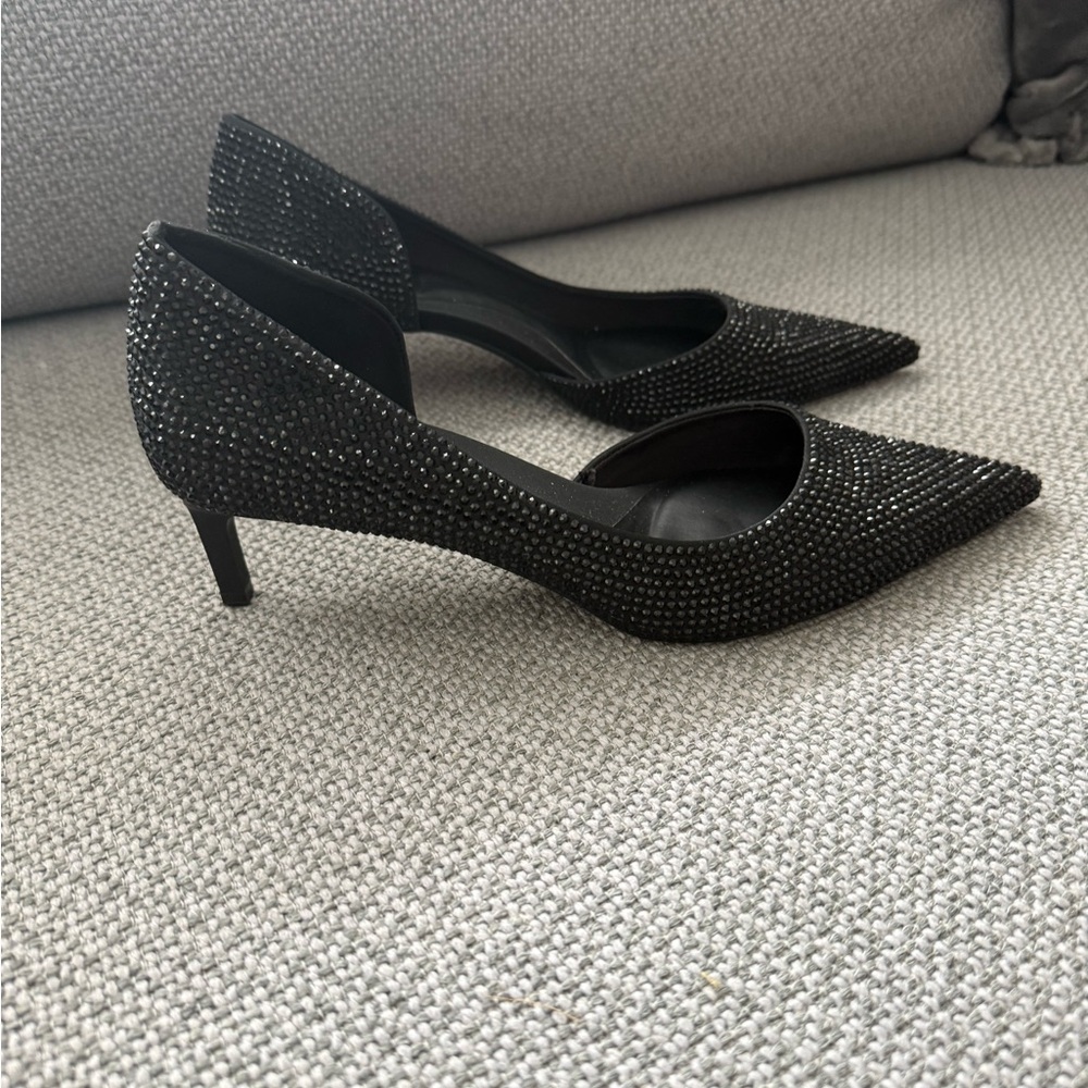 Zara Black Rhinestone Heels - Picture 2 of 5